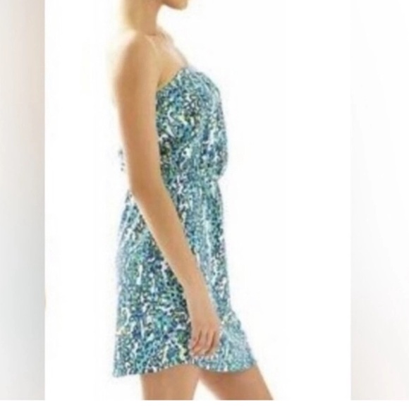 Lilly Pulitzer Windsor Dress It's a Stretch Sea Blue Strapless Dress Size XS - Picture 2 of 8